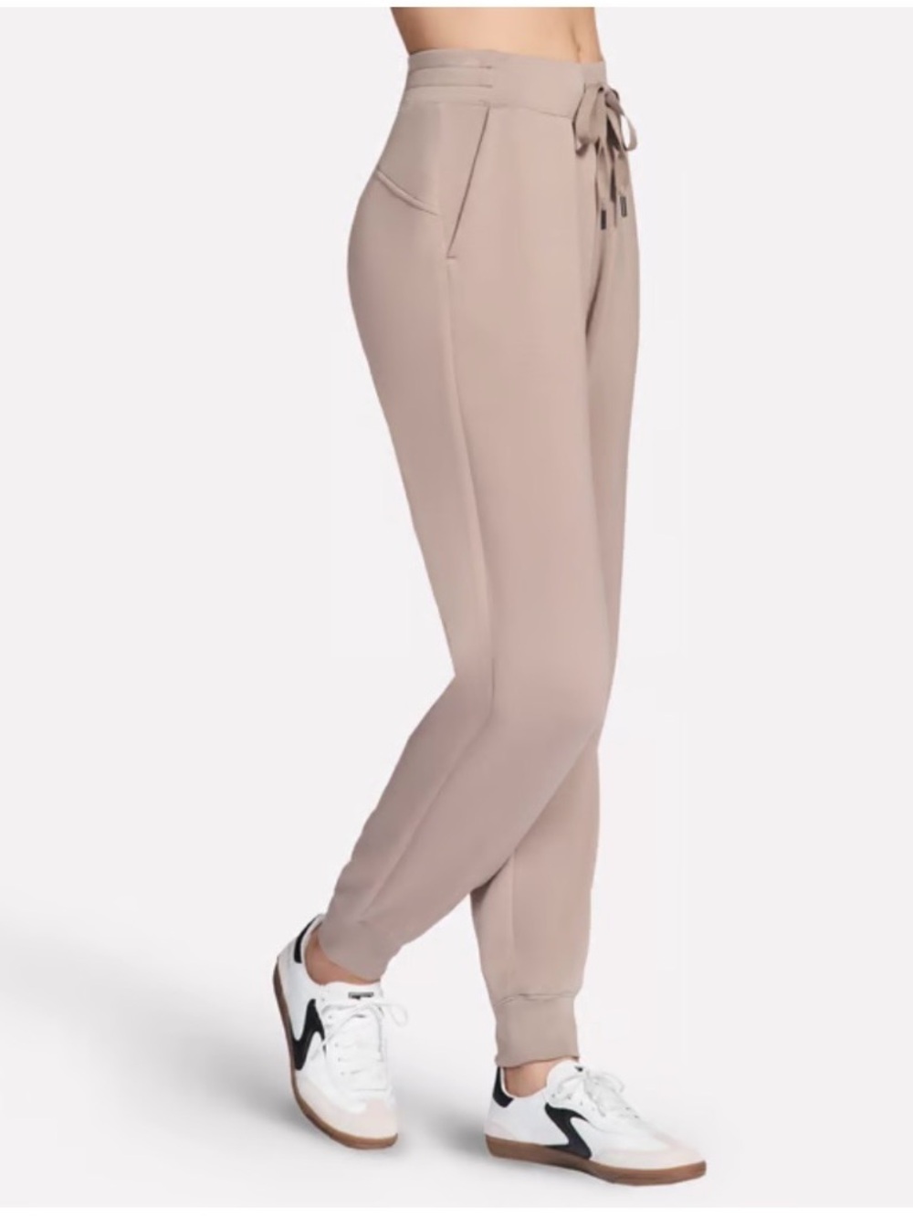 Women's Taupe Jogger Pants with Drawstring Waist